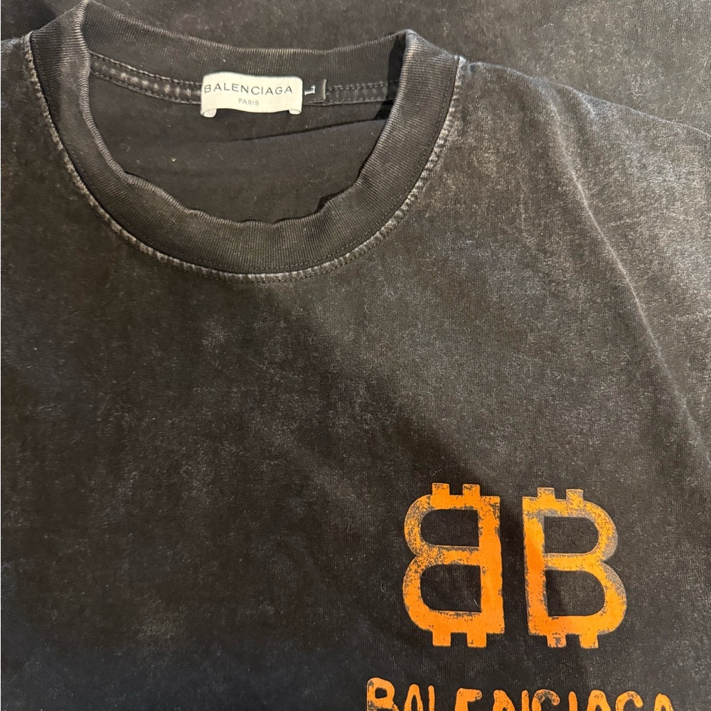 Balenciaga Black T-Shirt with Orange Logo